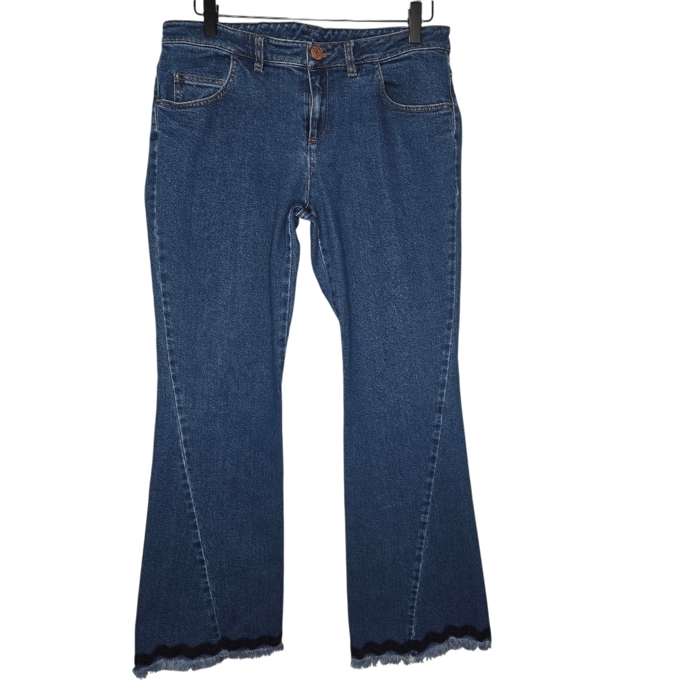 See By Chloe Womens Boho Festival Embroidered Fray Hem Flare Leg Denim Jeans 28
